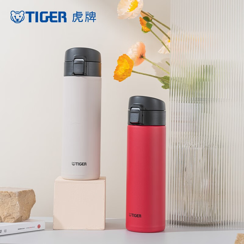 虎牌(TIGER)抗菌防护弹盖不锈钢保温保冷杯MKA-K48C-KK曜石黑480ML(白)