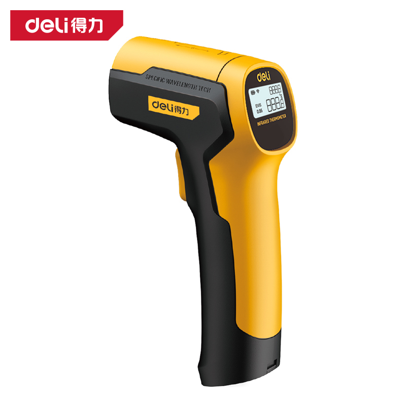 得力工具DL333380A红外测温枪-30~380℃(黄)(台)