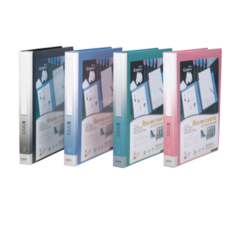 齐心(COMIX)NF407A-S(蓝色)活页资料册40袋30孔塑胶夹A4