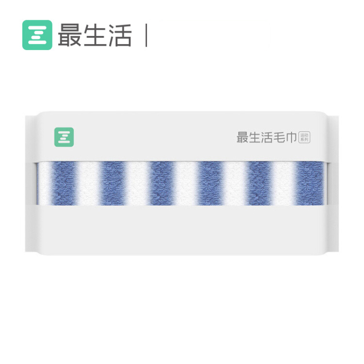 最生活(a-life)A1-1174(蓝白)运动系列条纹毛巾30cm*110cm,165g