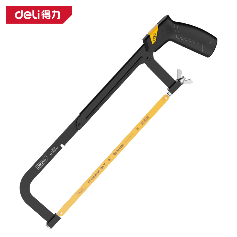 得力工具DL6008锐利型可调式钢锯架12寸(黄)(把)