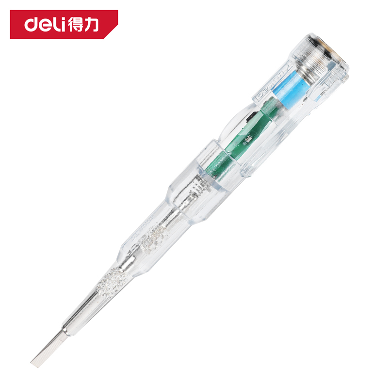 得力工具DL8004测电笔12-250V高亮接触式(透明)(支)