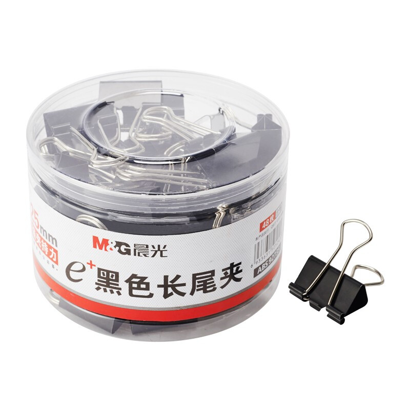 晨光(M&G)ABS92737(黑色)Eplus长尾夹15mm(筒装)