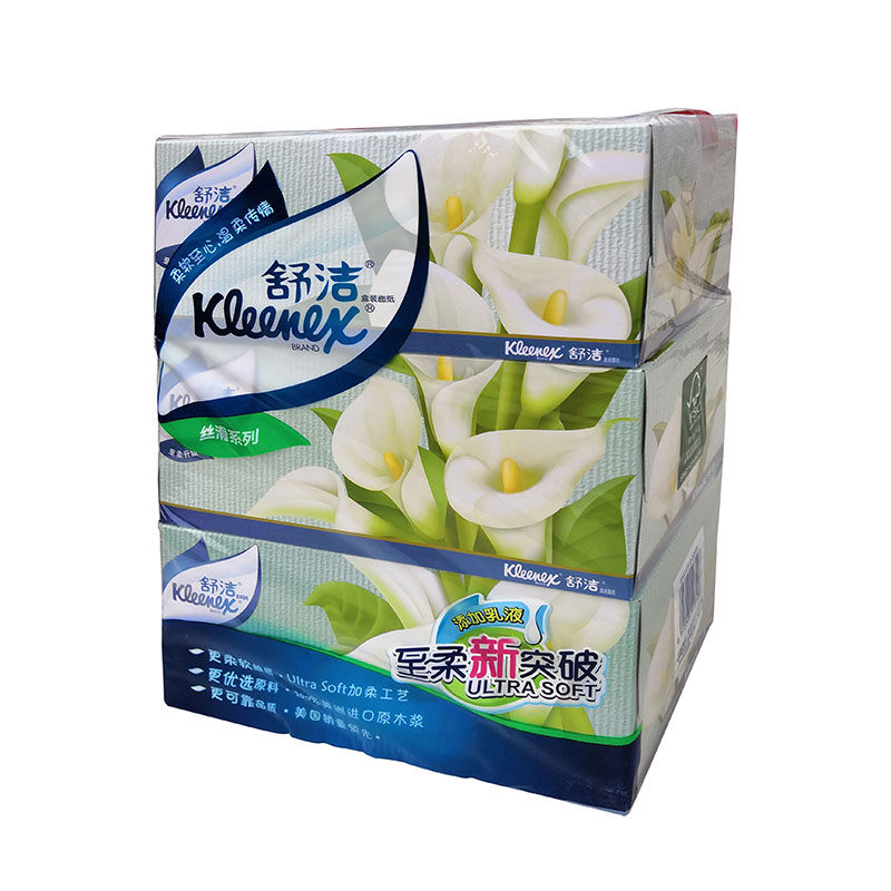 民用-舒洁(Kleenex)2312-16马蹄莲盒装面巾纸-200抽(大幅)