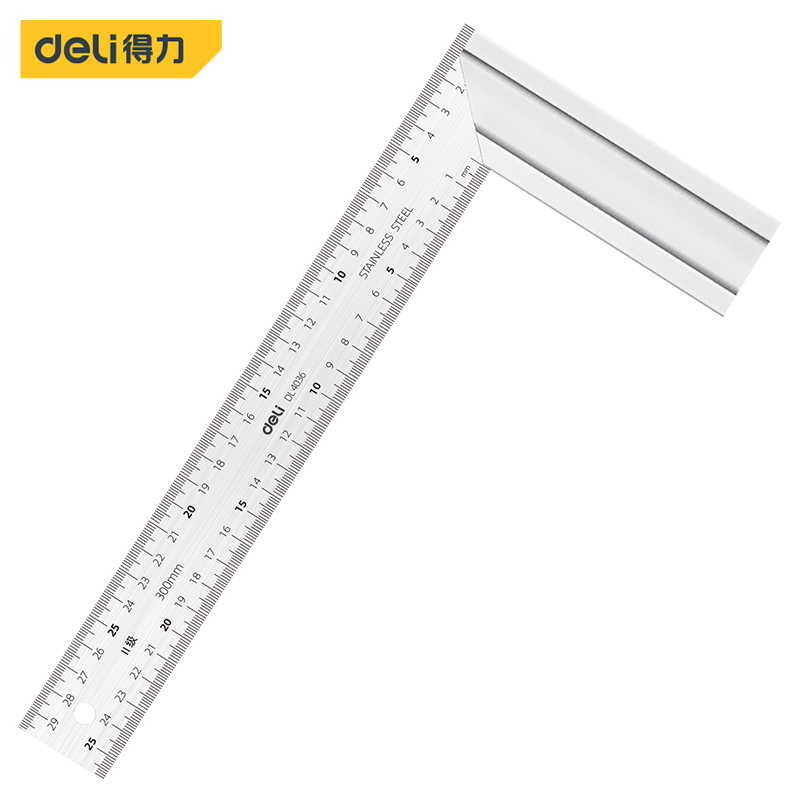 得力工具DL4036钢角尺300mm铝型材(银)(把)