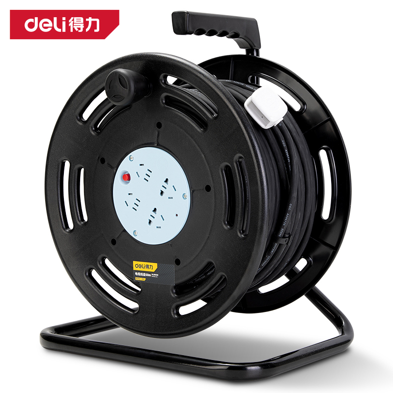 得力工具DL8850S电缆线盘50m1.5线径10A(黑)(台)
