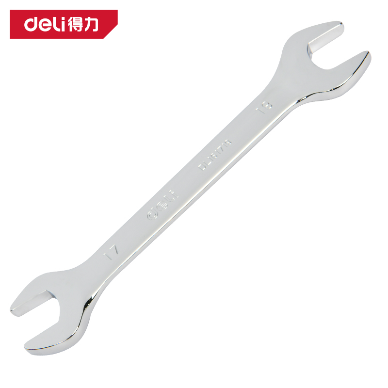 得力工具DL161719镜面双开口扳手17x19mm(银)(把)