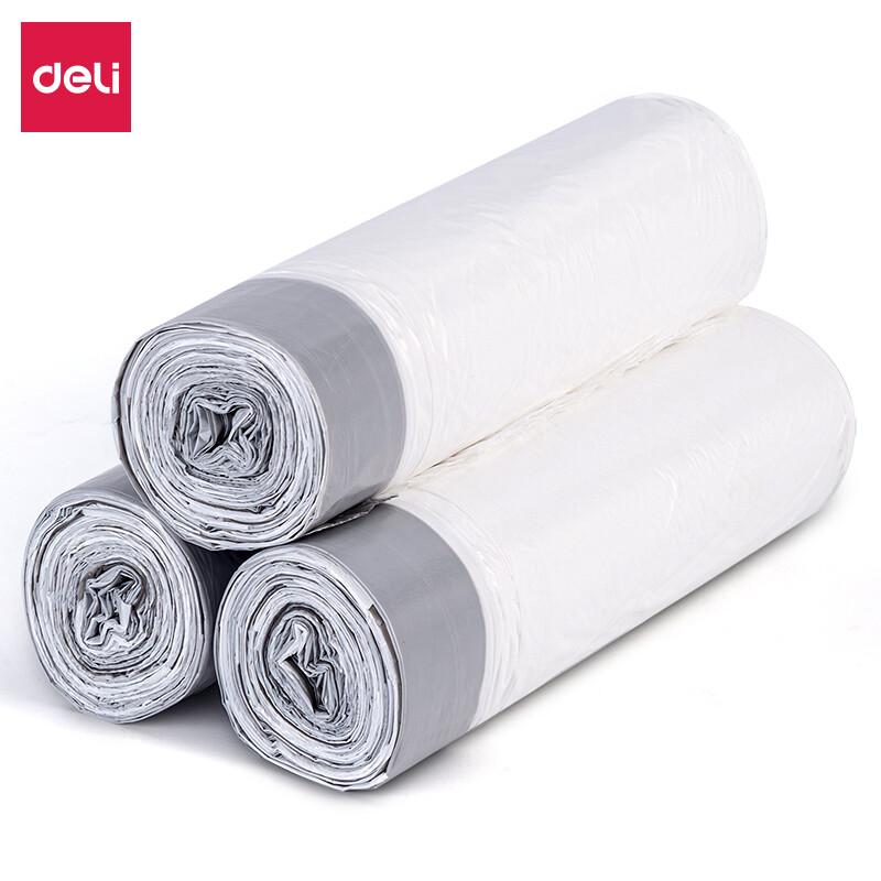 得力(deli)18751抽绳垃圾袋(45*50)(3卷装)(白色)(18只/卷)