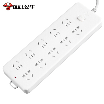 公牛(BULL)GN-218(白色)新国标 十位总控 超功率保护电源插线板 5M吸