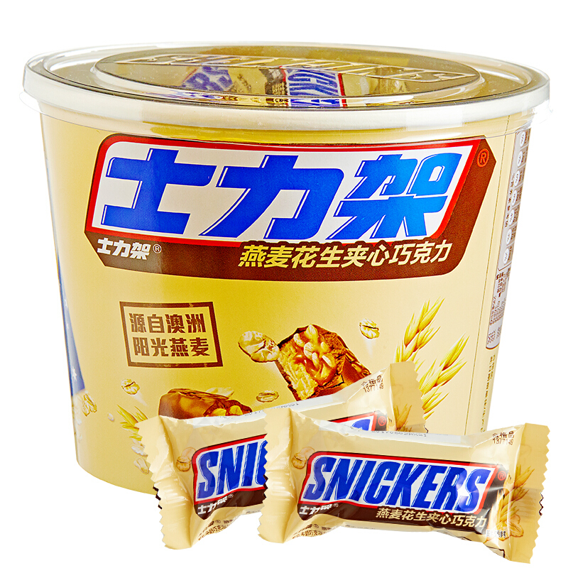 士力架 燕麦花生夹心巧克力全家桶 380g/桶
