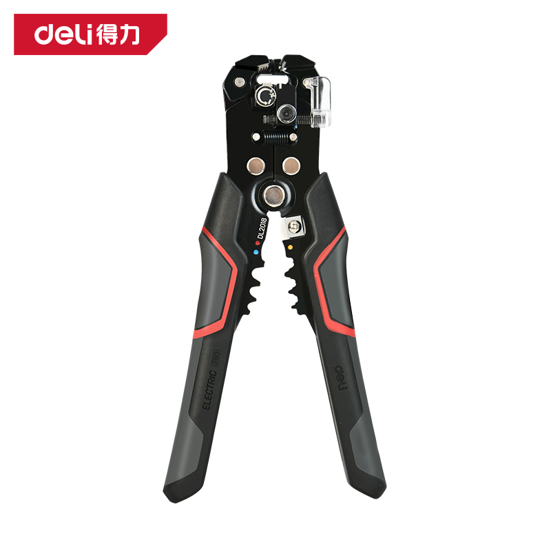 得力工具DL2018自动剥线钳0.2-6.0mm2带压接(黑)(把)