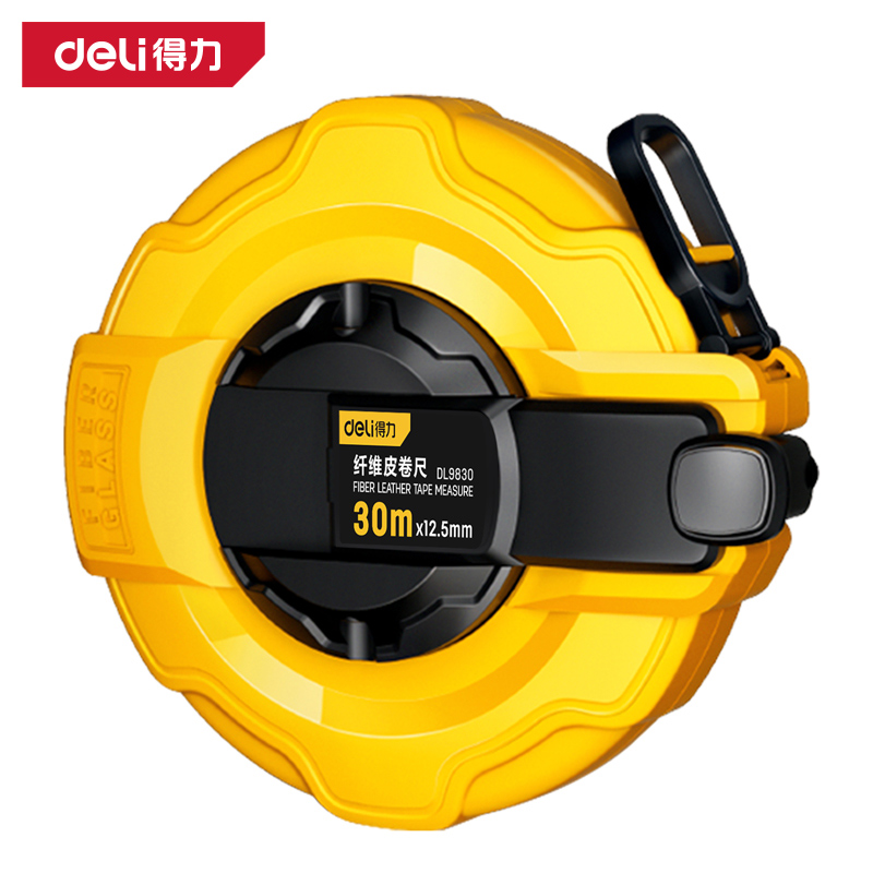 得力工具DL9830盒式皮卷尺30mx12.5mm(黄)(把)