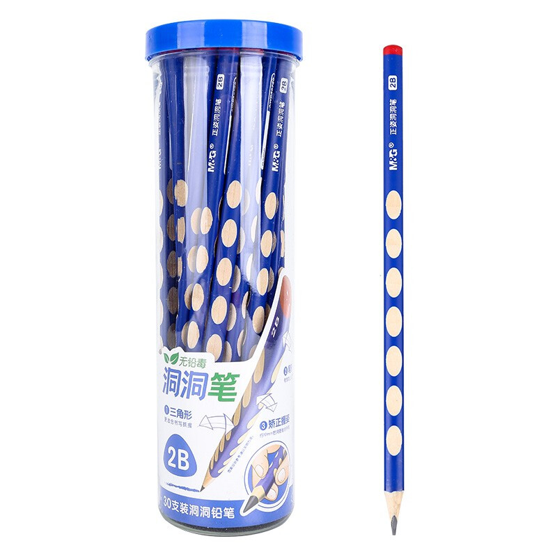 晨光(M&G)AWP30720正姿洞洞笔2B木杆铅笔桶装30支