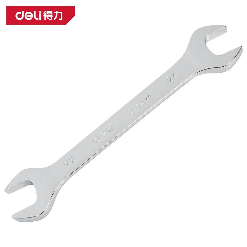 得力工具DL162224镜面双开口扳手22x24mm(银)(把)