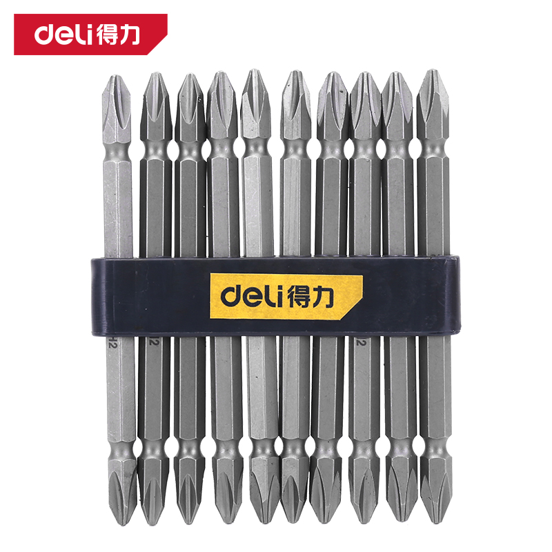 得力工具DL6903高扭力6.3mm双头旋具头PH2×110_S2(银)(支)