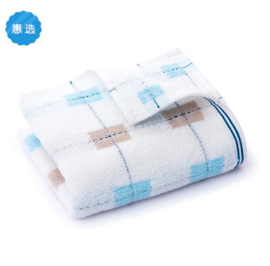 洁丽雅(Grace)6701纯棉半无捻彩格毛巾74*33cm 90g/条 2条装